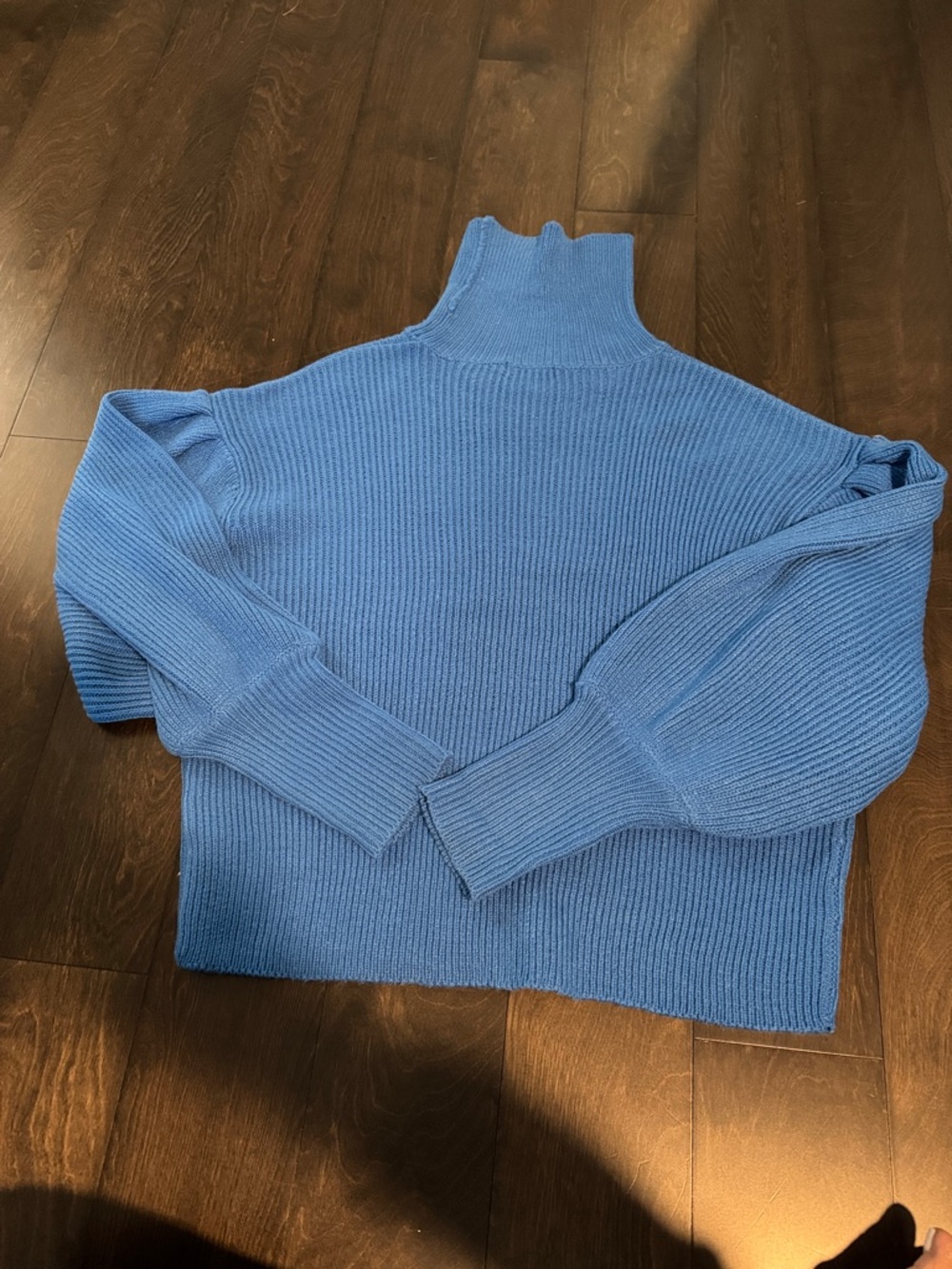 Boohoo Bright Blue Ribbed Turtleneck Sweater